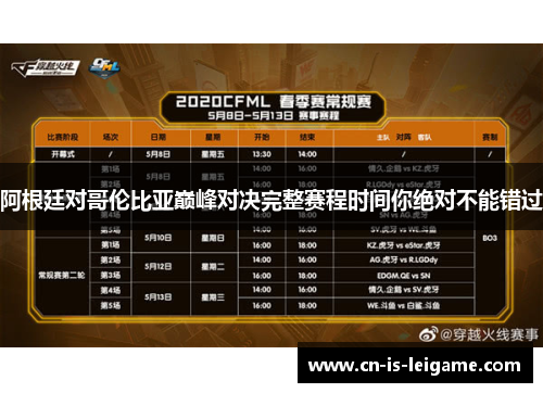 阿根廷对哥伦比亚巅峰对决完整赛程时间你绝对不能错过 阿根廷对哥伦比亚巅峰对决完整赛程时间你绝对不能错过